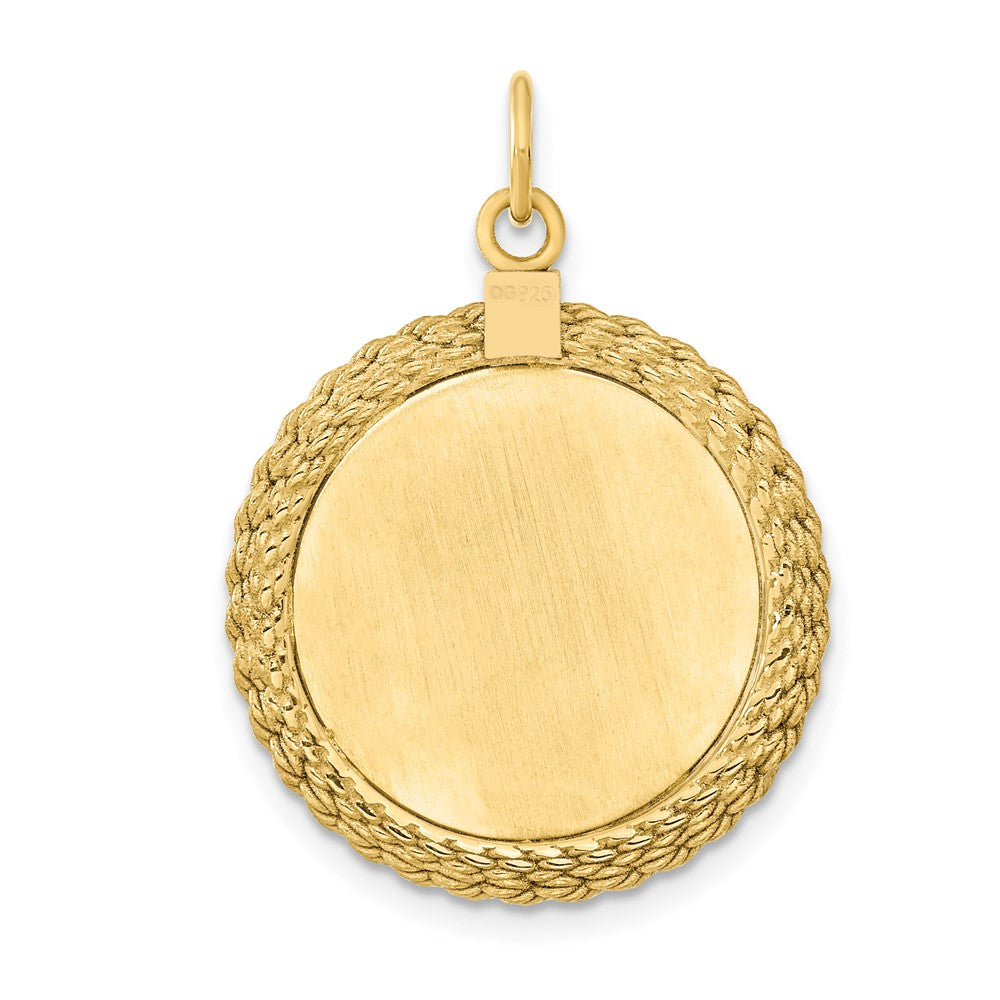 SS Gold Plate Engraveable Round with Rope Polished Front/Satin Back Disc QM385G_18