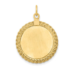 SS Gold Plate Engraveable Round with Rope Polished Front/Satin Back Disc QM385G_18