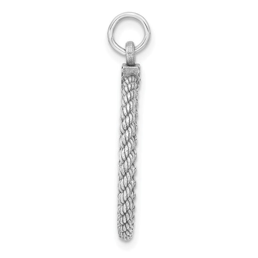 Sterl Silver Rh-plt Engraveable Round with Rope Polished Front/Back Disc QM385_18P