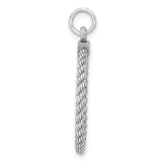 Sterl Silver Rh-plt Engraveable Round with Rope Polished Front/Back Disc QM385_18P