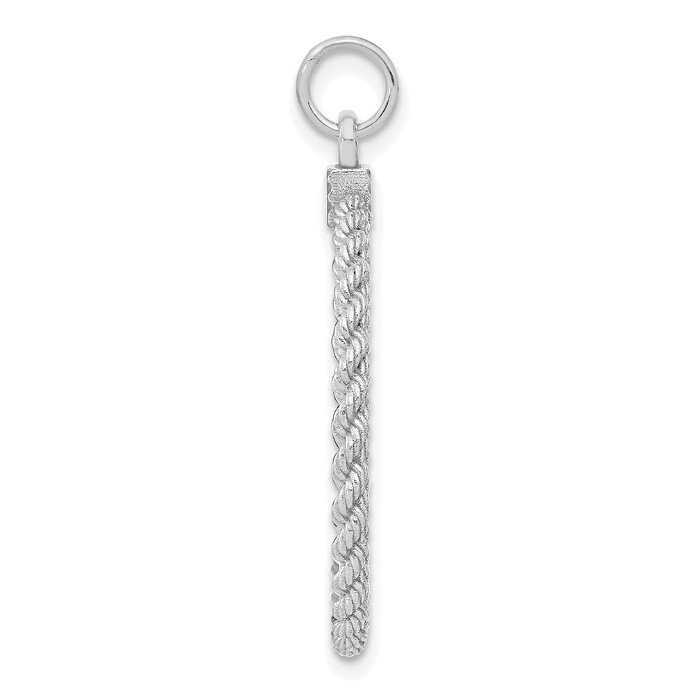 SS Rh-plt Engraveable Round with Rope Polished Front/Satin Back Disc QM386_18