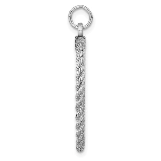Sterl Silver Rh-plt Engraveable Round with Rope Polished Front/Back Disc QM386_18P