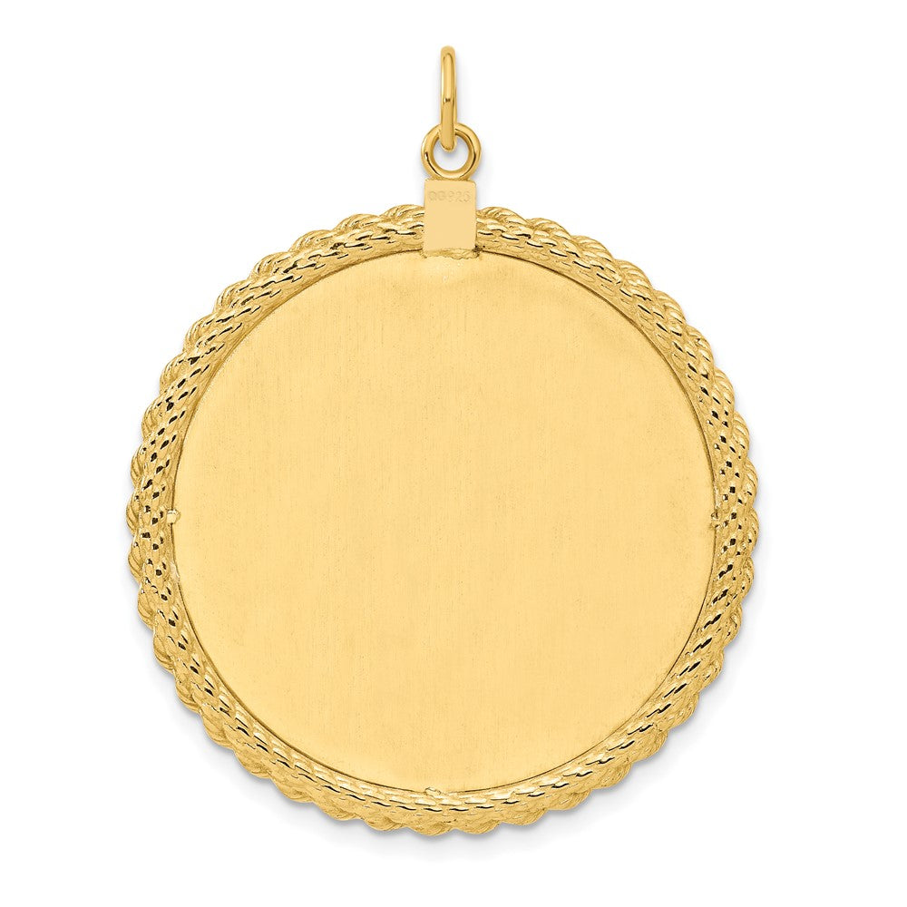 Sterling Silver GP Engraveable Round with Rope Polished Disc QM387G_18
