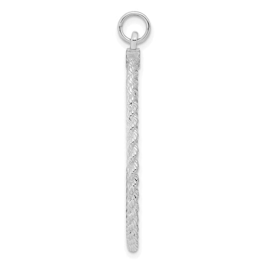 SS Rh-plt Engraveable Round with Rope Polished Front/Satin Back Disc QM387_18