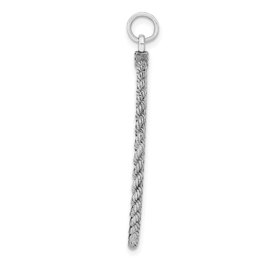 Sterl Silver Rh-plt Engraveable Round with Rope Polished Front/Back Disc QM387_18P