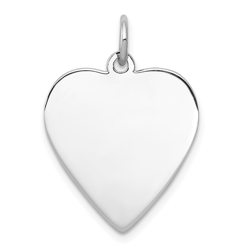 Sterling Silver Rh-plt Engraveable Heart Polished Front/Back Disc Charm QM391