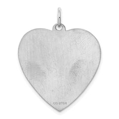 Sterling Silver Rh-plt Engraveable Heart Polished Front/Back Disc Charm QM394