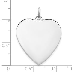 Sterling Silver Rh-plt Engraveable Heart Polished Front/Back Disc Charm QM394