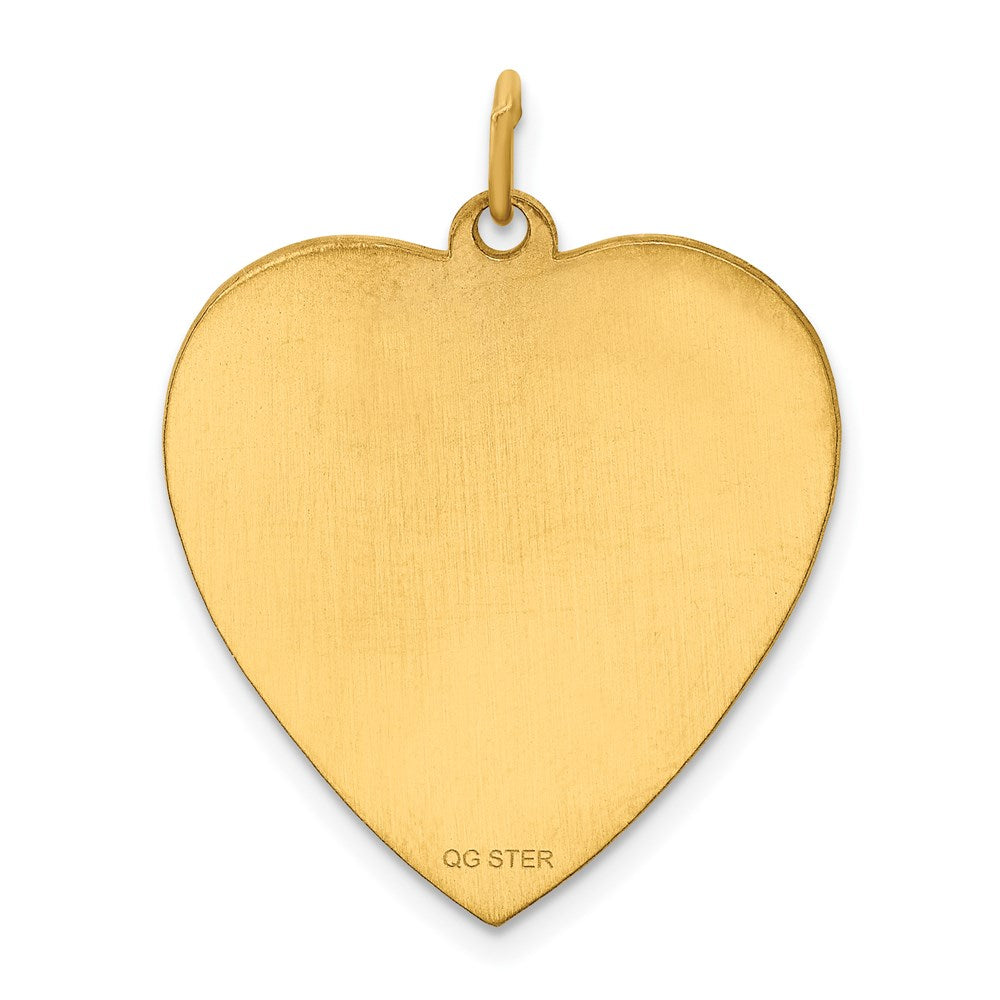 Sterling Silver GP Engraveable Heart Polished Disc Charm QM394G