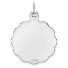 Sterling Silver Rh-plt Engraveable Polished Front/Satin Back Disc Charm QM416