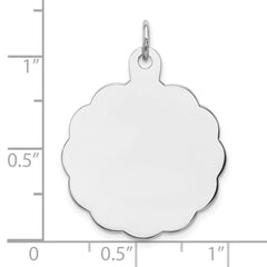 Sterling Silver Rh-plt Engraveable Polished Front/Satin Back Disc Charm QM416