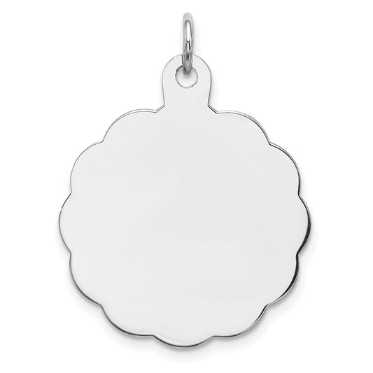 Sterling Silver Rh-plt Engraveable Polished Front/Satin Back Disc Charm QM416