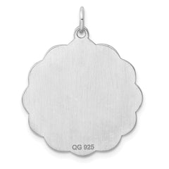 Sterling Silver Rh-plt Engraveable Polished Front/Satin Back Disc Charm QM417