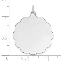 Sterling Silver Rh-plt Engraveable Polished Front/Satin Back Disc Charm QM417