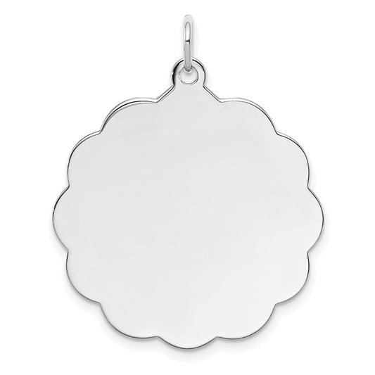Sterling Silver Rh-plt Engraveable Polished Front/Satin Back Disc Charm QM417