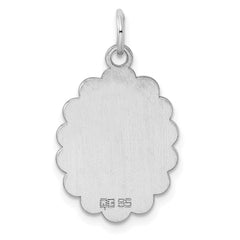 Sterling Silver Rh-plt Engraveable Polished Front/Satin Back Disc Charm QM418