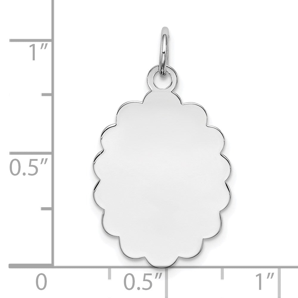 Sterling Silver Rh-plt Engraveable Polished Front/Satin Back Disc Charm QM418