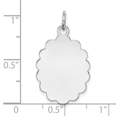 Sterling Silver Rh-plt Engraveable Polished Front/Satin Back Disc Charm QM418