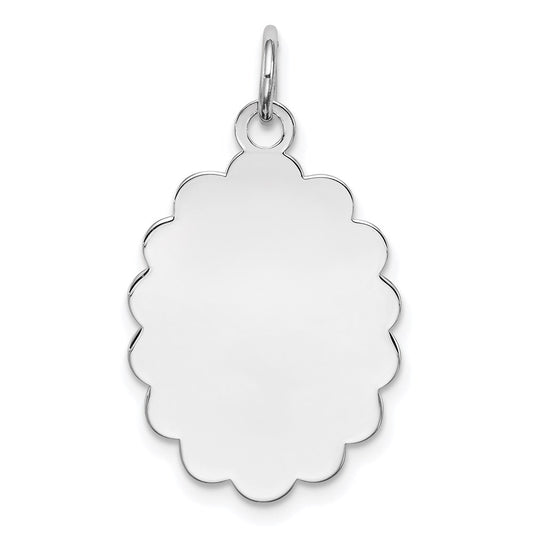 Sterling Silver Rh-plt Engraveable Polished Front/Satin Back Disc Charm QM418