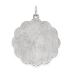 Sterling Silver Rh-plt Engraveable Polished Front/Satin Back Disc Charm QM421