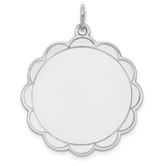 Sterling Silver Rh-plt Engraveable Polished Front/Satin Back Disc Charm QM421