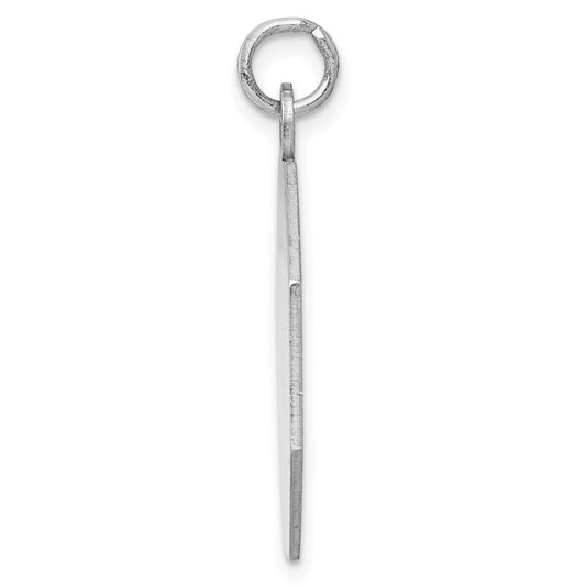 SS Rh-plt Engraveable Octagon Polished Front/Satin Back Disc Charm QM426