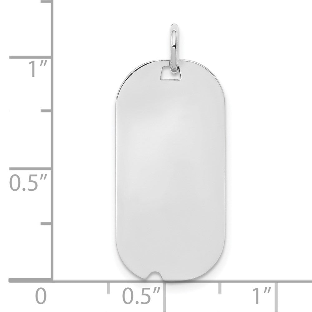 SS Rh-plt Engraveable Dog Tag Polished Front/Satin Back Disc Charm QM442