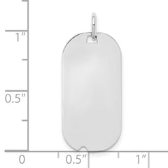 SS Rh-plt Engraveable Dog Tag Polished Front/Satin Back Disc Charm QM442