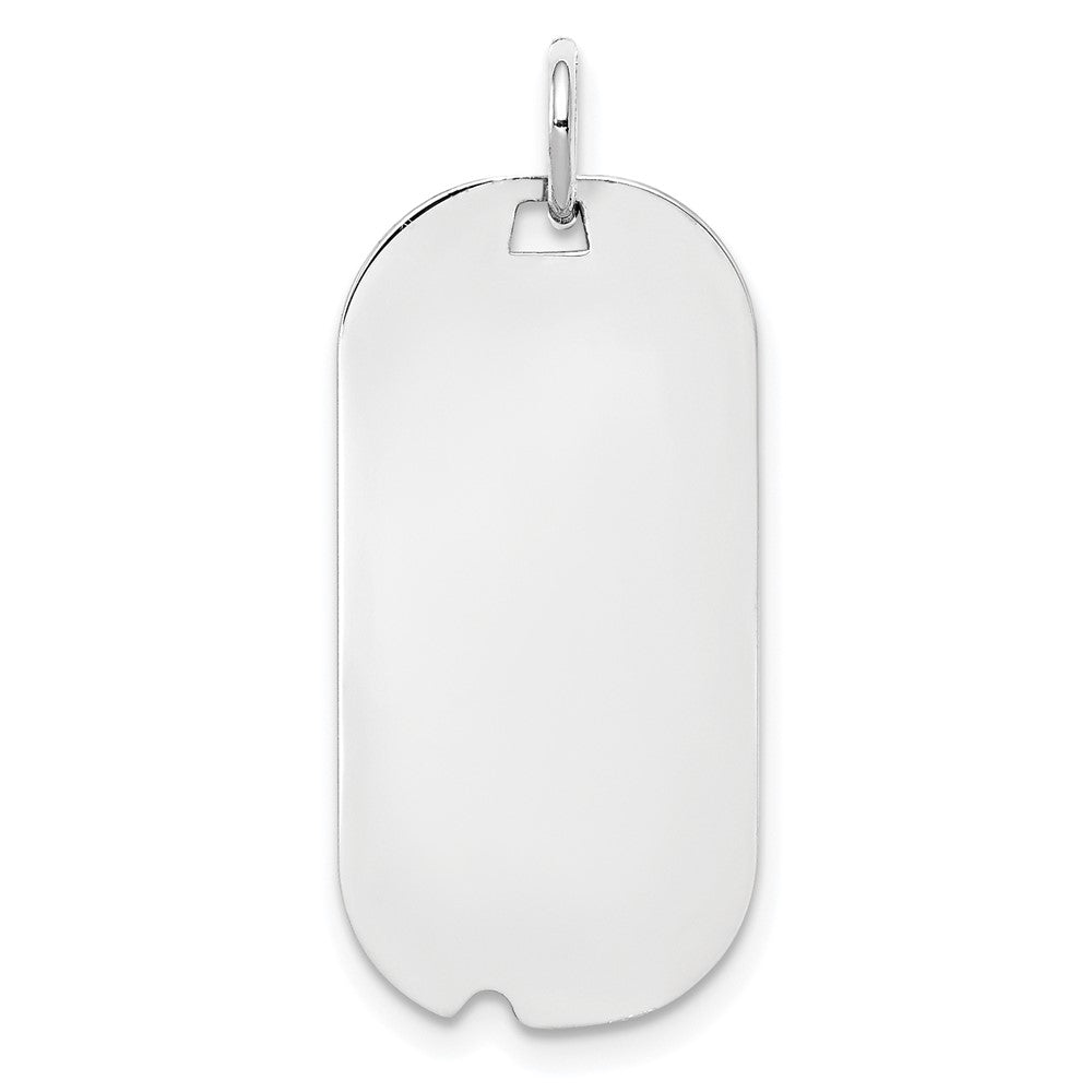 SS Rh-plt Engraveable Dog Tag Polished Front/Satin Back Disc Charm QM442