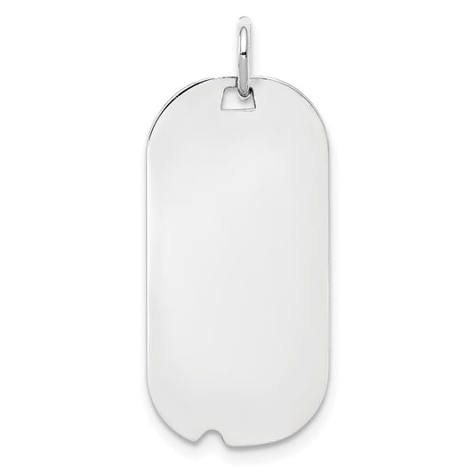 SS Rh-plt Engraveable Dog Tag Polished Front/Satin Back Disc Charm QM442