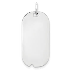 SS Rh-plt Engraveable Dog Tag Polished Front/Satin Back Disc Charm QM442