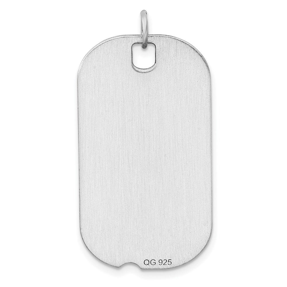 SS Rh-plt Engraveable Dog Tag Polished Front/Satin Back Disc Charm QM443