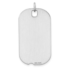 SS Rh-plt Engraveable Dog Tag Polished Front/Satin Back Disc Charm QM443