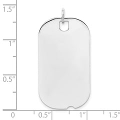 SS Rh-plt Engraveable Dog Tag Polished Front/Satin Back Disc Charm QM443