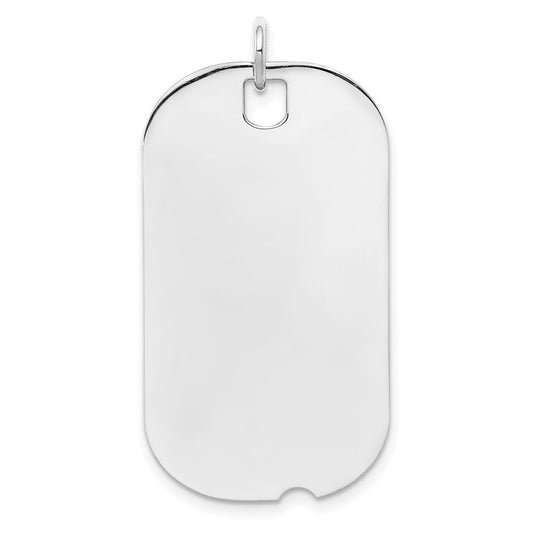 SS Rh-plt Engraveable Dog Tag Polished Front/Satin Back Disc Charm QM443