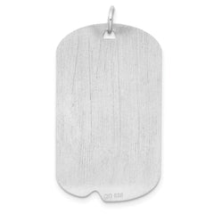 SS Rh-plt Engraveable Dog Tag Polished Front/Satin Back Disc Charm QM444