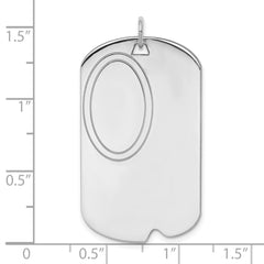 SS Rh-plt Engraveable Dog Tag Polished Front/Satin Back Disc Charm QM444
