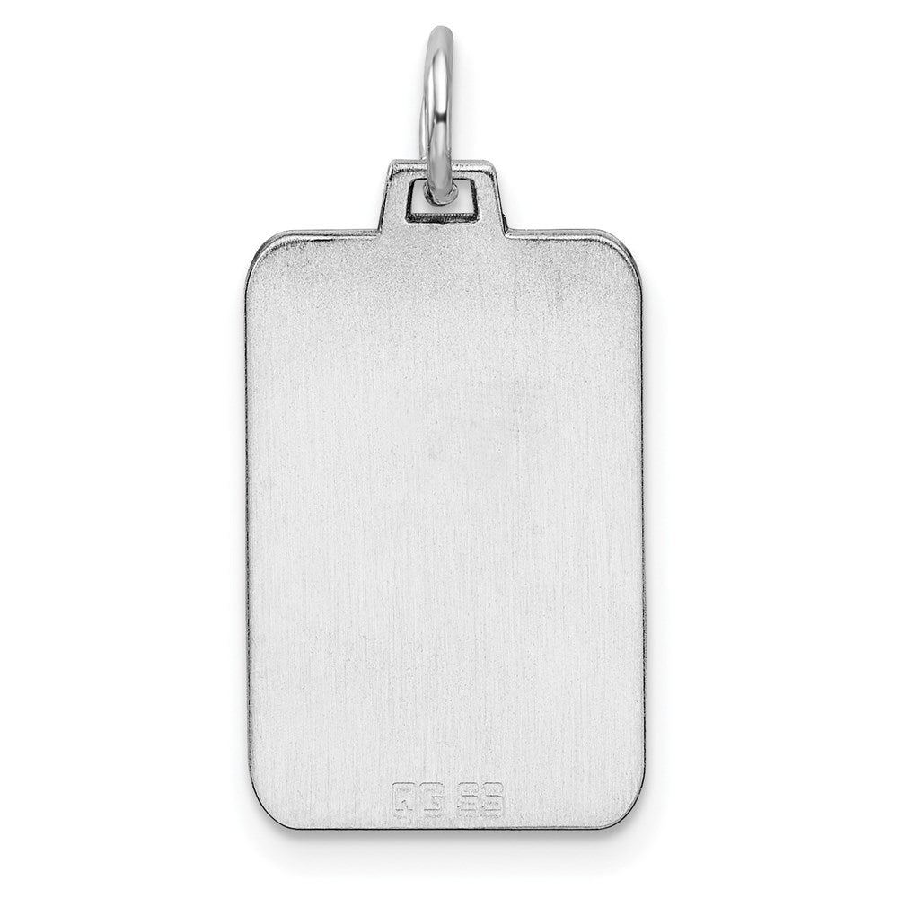 Sterling Silver Rhod.-plated Eng. Rect. Polish Front/Back Disc Charm QM448