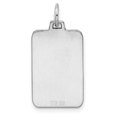 Sterling Silver Rhod.-plated Eng. Rect. Polish Front/Back Disc Charm QM448