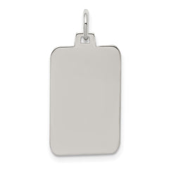 Sterling Silver Rhod.-plated Eng. Rect. Polish Front/Satin Back Disc Charm QM448