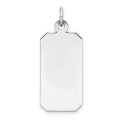SS Rh-plt Engraveable Rectangle Polished Front/Satin Back Disc Charm QM450