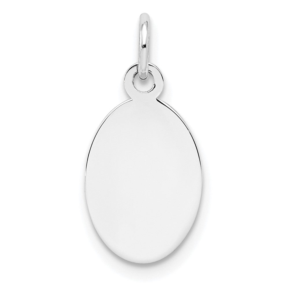 Sterling Silver Rh-plt Engraveable Oval Polished Front/Back Disc Charm QM452