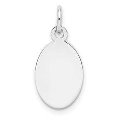 Sterling Silver Rh-plt Engraveable Oval Polished Front/Back Disc Charm QM452