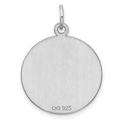 SS Rh-plt Engraveable Round Patterned Polished Front/Satin Back Disc QM467