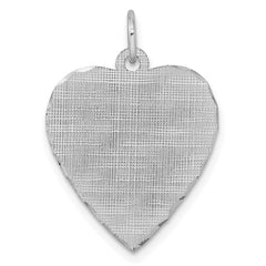 SS Rh-plt Engraveable Heart Patterned Polished Front/Satin Back Disc QM478