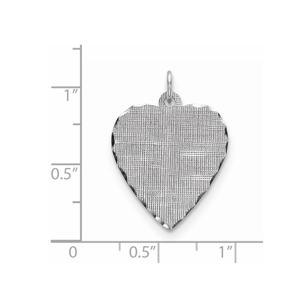 SS Rh-plt Engraveable Heart Patterned Polished Front/Satin Back Disc QM478