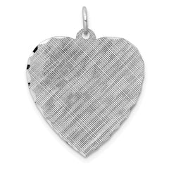 SS Rh-plt Engraveable Heart Patterned Polished Front/Satin Back Disc QM479