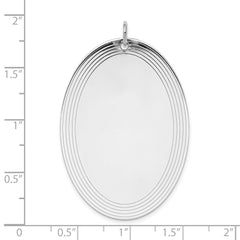 Sterl Silver Rh-plt Engraveable Oval Polished Front/Satin Back Disc Charm QM488