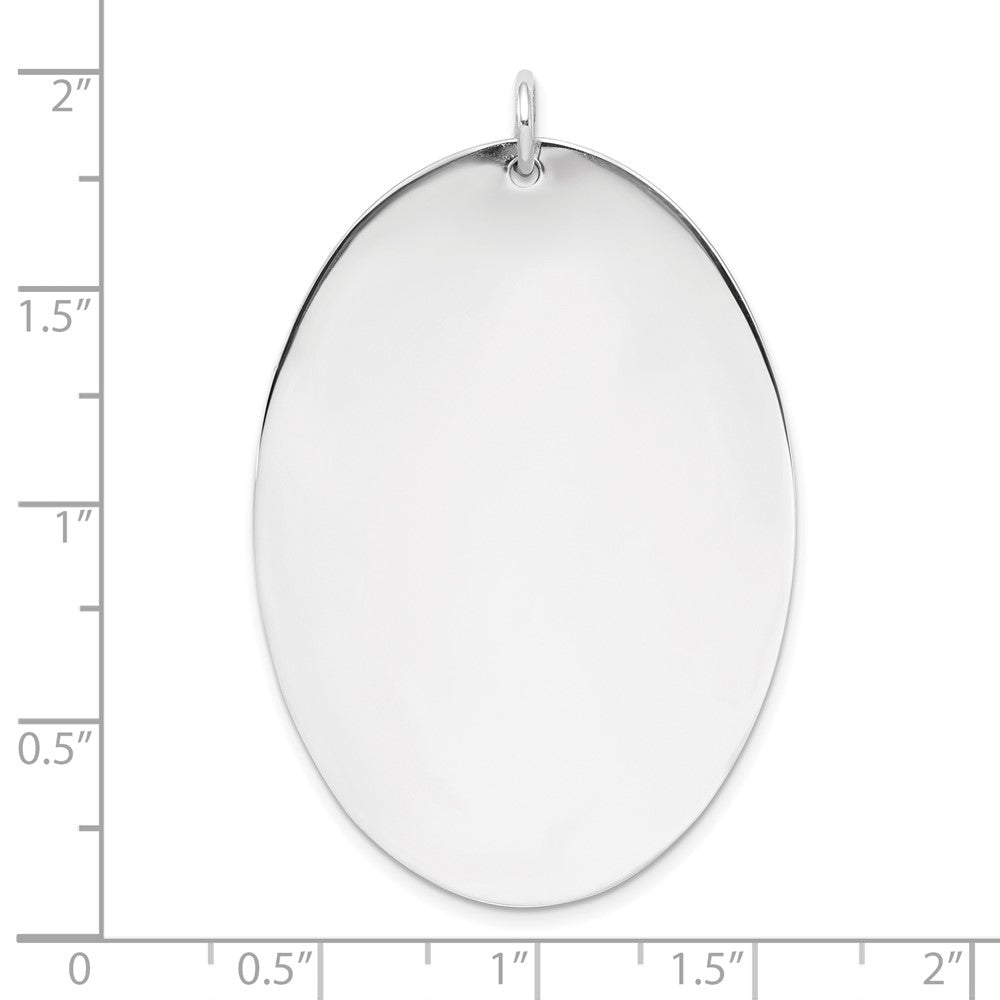 Sterl Silver Rh-plt Engraveable Oval Polished Front/Satin Back Disc Charm QM489
