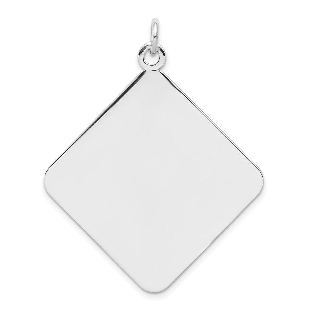 Sterling Silver Rh-plt Engraveable Polished Front/Satin Back Disc Charm QM493